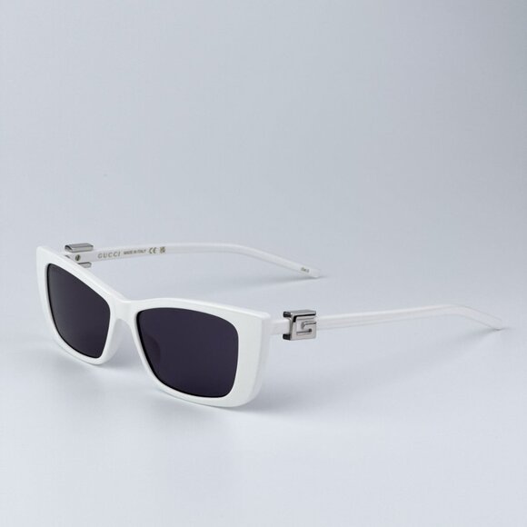 Gucci Women BRAND NEW Sunglasses White Grey Cat Eye GG1681S 006 - Picture 1 of 9